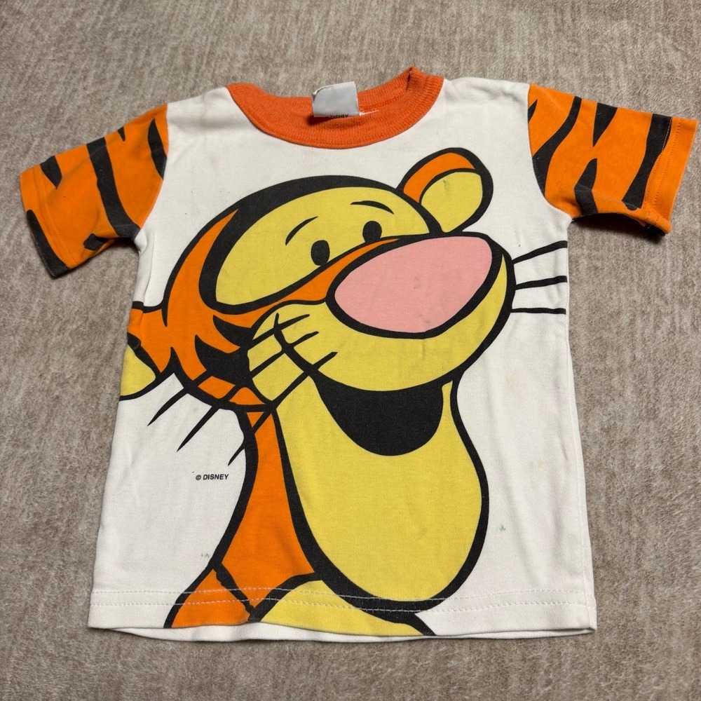 Vintage Disney Store Tigger T-Shirt 4T Winnie The Pooh Orange Character Tee